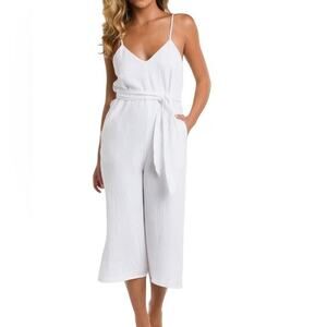 La Blanca $113 Seaside V-Neck CoverUp Gauzy Jumpsuit L‎